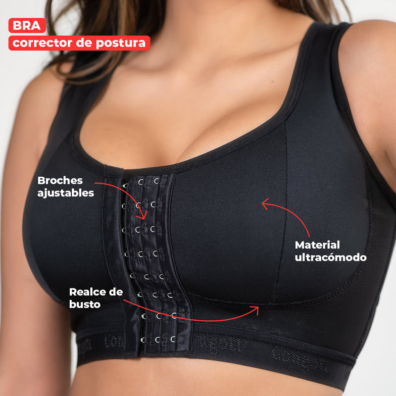 Brasier Mujer sin Varilla Corrector de Postura de Cobertura Total con Cierre Frontal