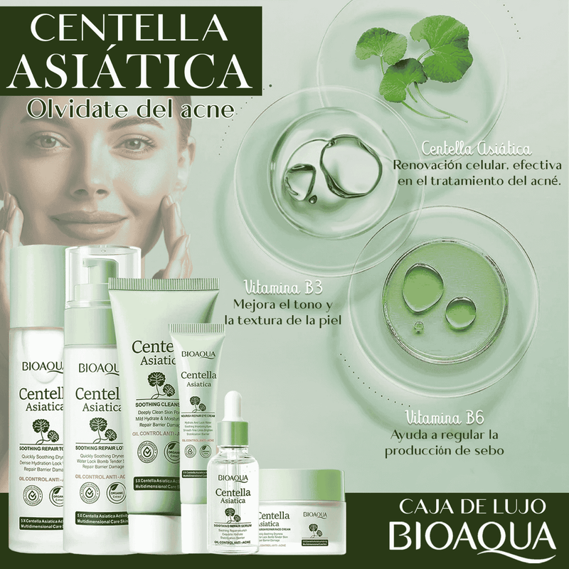Kit x 6 Rutina Facial Centella Asiática | Tratamiento Para Arruguas y Anti-Edad - BIOAQUA