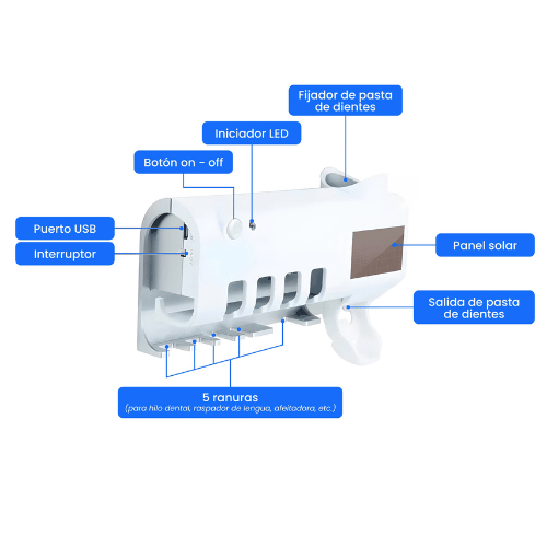 Porta Cepillo 3 en 1 con esterilizador UV